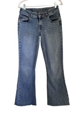 Vintage Y2k 90s Silver Jeans Wide-Leg Flare Low-Rise in Faded Blue Sz 6